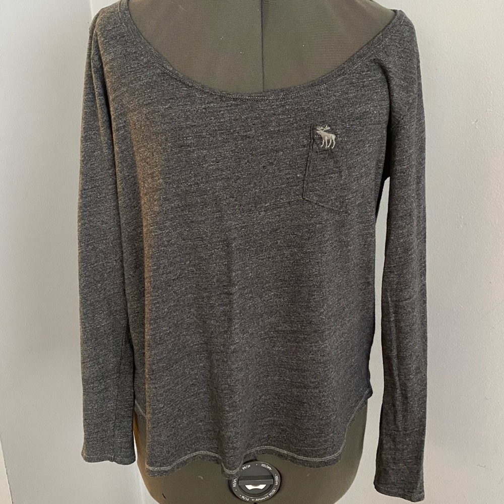 Abercrombie Grey Boat Neck Long Sleeve Shirt Top